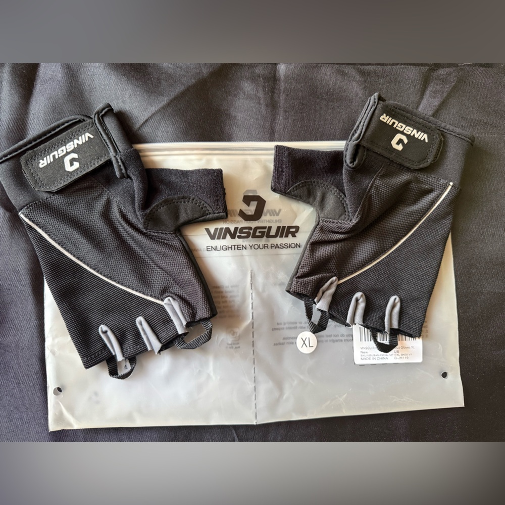 New Vinsguir Black Fingerless Workout Training Weight Lifting Gloves Size XL